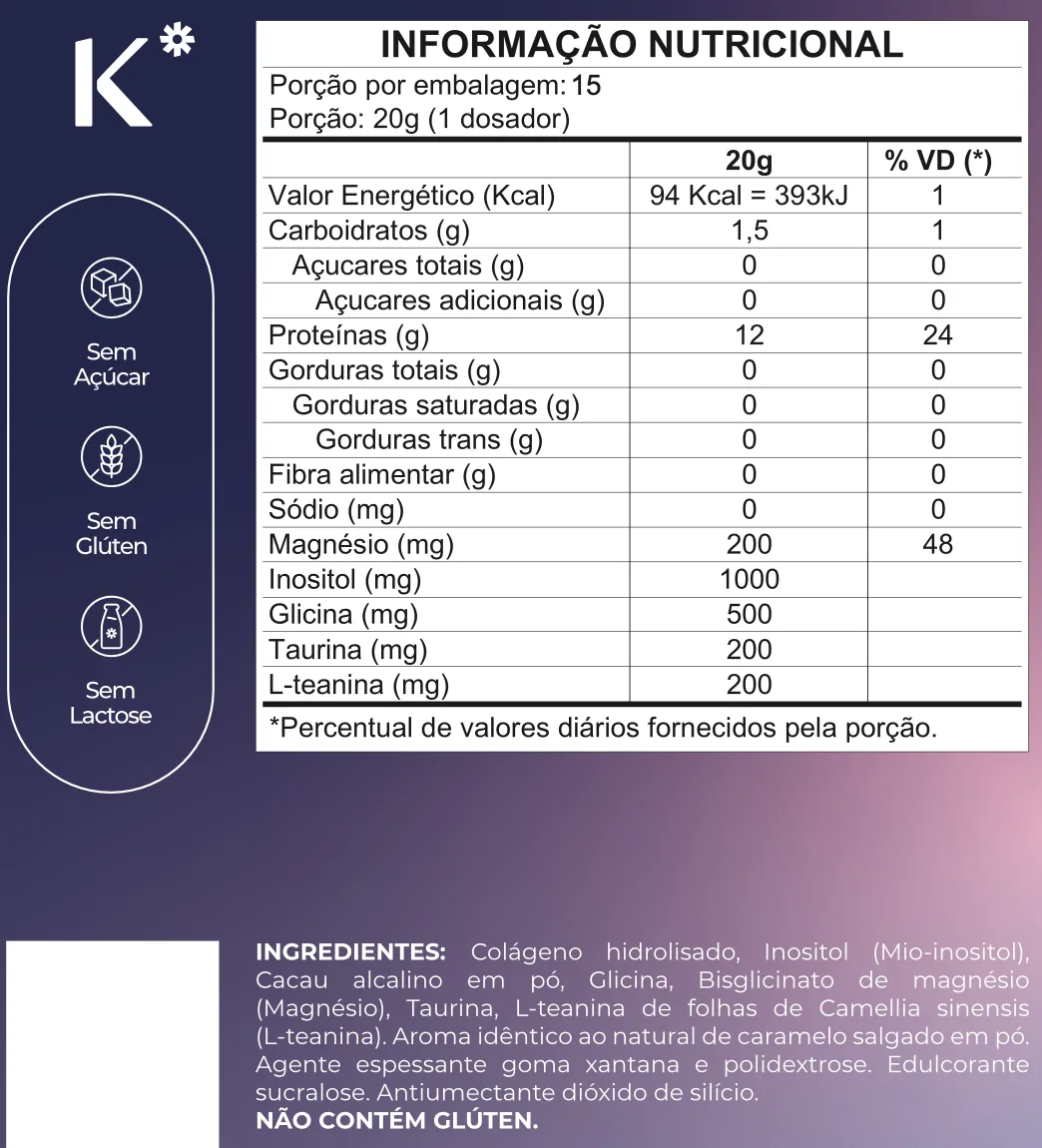 Tabela nutricional do Kakauma